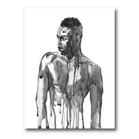 Portret de om African frumos pe alb i pictura panza arta de imprimare