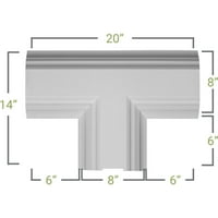 Ekena Millwork 14 W 4 P 20 L Tee interior pentru 8 sistem de tavan casetat Deluxe