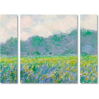 Marcă comercială Fine Art Field of Yellow Irises Canvas Art de Claude Monet Set de trei panouri