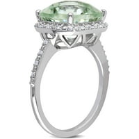 Carat T. G. W. ametist verde și diamant-Accent 10kt Aur Alb Halo inel