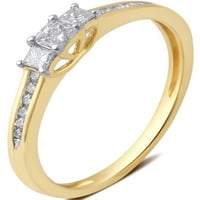 Carate T. W. Piatra Printesa diamant 10k aur galben inel de logodna