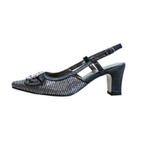 Clea femei lățime largă Rochie Slingback Pantofi metalici negru 6.5