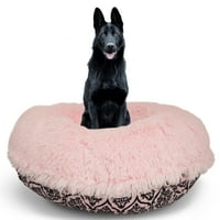 Bessie și Barnie Signature Bubble Gum Versailles Pink Luxury Extra Plush Fau Fur Bagel Pet Dog Bed
