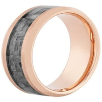 Bărbați Rose-ton Tungsten cu fibra de Carbon Inlay teșit inel de nunta - trupa de nunta