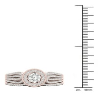 Imperial 1 2CT TDW diamant 10k Aur Roz Halo set de mireasă