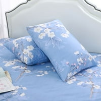 Chilipiruri unice TC bumbac plapuma acoperi fata de perna lenjerie de pat Set de alb florale pe Albastru Regina