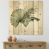 Designart 'buchet Tropical cu banane nucă de cocos și frunze de palmier' imprimeu tradițional pe lemn Natural de pin