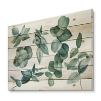 Designart 'frunze de eucalipt în verde închis' imprimeu tradițional pe lemn Natural de pin