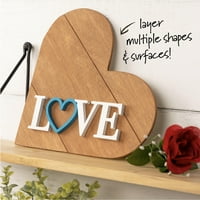 Pachet de suprafață din lemn în carouri, Set de plăci de inimă neterminate perfecte pentru proiecte de artă și Meșteșuguri DIY