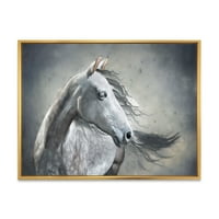 Designart 'portret alb-negru al unui cal sălbatic' fermă încadrată pe pânză imprimare de artă de perete