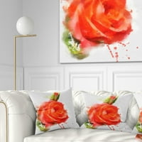 Designart Red mână trase trandafir schiță-florale arunca perna-16x16