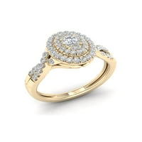 1 2CT TDW diamant 10k Aur Galben formă ovală Halo inel de logodna