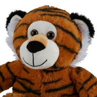 Timp de vacanță 8 jucărie de animale umplute cu tigru de pluș; negru, portocaliu și alb