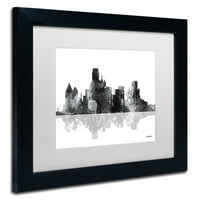 Marcă comercială Fine Art Dallas Texas Skyline BG-1 Canvas Art de Marlene Watson, alb mat, cadru negru