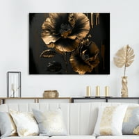 Designart Negru Și Auriu Hibiscus I Canvas Wall Art