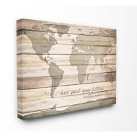 Stupell Industries cuvânt Inspirational harta lumii lemn textura design panza arta de perete de SD Graphics Studio