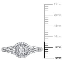 Miabella femei carate TW diamant Sterling Silver dublu Halo Split Gamba inel de logodna