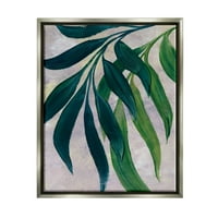 Stupell Verde Palm Plante Agățat Frunze Botanic & Floral Pictura Gri Floater Înrămate Arta Print Perete Arta