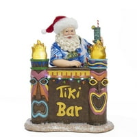 Kurt Adler Fabrich Cu Baterii Luminate Tiki Bar Beach Santa