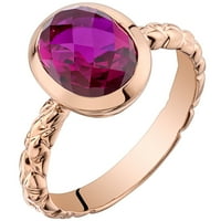 Oravo ct formă ovală a creat Rubin Solitaire inel în aur roz de 14k