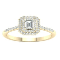 Imperial Ct TDW smarald diamant dublu Halo inel de logodna din Aur Galben 10K