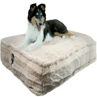 Bessie și Barnie frumusețe naturală lux Extra Plush Fau Fur dreptunghi pat de câine pentru animale de companie