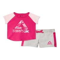 Reebok Baby Girl & Toddler Girl Franceză Terry Active grafic T-Shirt & costum scurt Set, 2 piese , 12M-5T