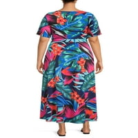 Poveste de dragoste rochie Maxi cu imprimeu Tropical Plus Size pentru femei
