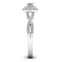 1 2CT TDW Printesa Cut diamant 10k Aur Alb Twist Gamba inel de logodna