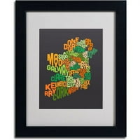 Marcă comercială Fine Art Irlanda text Map 6 Matted Framed Art de Michael Tompsett