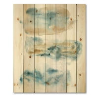 Designart 'Abstract of Clouds dark Blue Colored II' Imprimeu Modern pe lemn Natural de pin