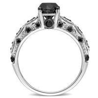 Miabella femei 1-Carat TW diamant negru 10kt aur alb Vintage inel de logodna