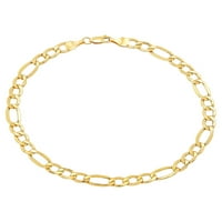 Brilliance bijuterii Fine 10k aur galben rotund oval link Figaro brățară, 8.5