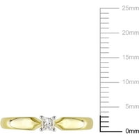 Carat T. W. Princess Cut Diamond Solitaire inel în aur galben de 10kt