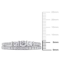 Carat T. W. diamant 10kt Aur Alb 3-piatră set de mireasă