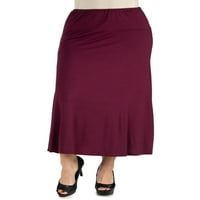 Comfort Apparel femei talie elastica Culoare solidă Maxi fusta