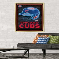 Chicago Cubs-Poster De Perete Cu Cască Neon, 22.375 34 Încadrat