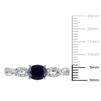 Carat T. G. W. a creat safir albastru și diamant-Accent 10kt aur alb inel de logodnă Infinity
