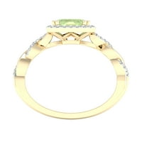 Imperial Gemstone 10k aur galben smarald tăiat verde ametist CT TW diamant Halo femei Inel