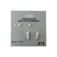 Brilliance Fine Bijuterii femei Simulat Diamant Duo Cercel Set în argint Sterling
