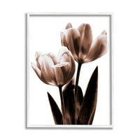 Stupell Modern Tulip Silhouette Duo Botanic & Floral Fotografie Alb Înrămate Arta De Imprimare Arta De Perete