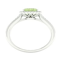 Imperial Gemstone 10k Aur Alb Smarald tăiat verde ametist CT TW diamant Halo femei Inel