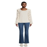 Bluza cu maneca din dantela Pioneer Woman, pentru femei, Marimi S-3XL