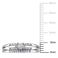 Miabella femei Carat TW Printesa-Cut și rotund-Cut diamant Sterling Silver Split Gamba inel de mireasa Set