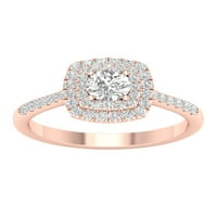 Imperial Ct TDW rotund diamant dublu Halo inel de logodna din aur roz de 10k