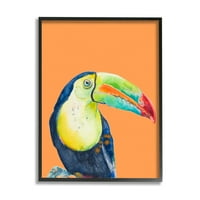 Stupell Industries Tropical Toucan portret cioc viu Rainforest Bird artă grafică artă cu cadru negru Imprimare artă de perete,