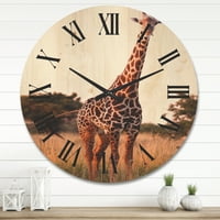 Designart 'Girafa Africană În Viața Sălbatică I' Ceas De Perete Din Lemn De Fermă