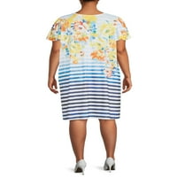 Concepte femei Plus Dimensiune sublimare T-Shirt rochie cu mâneci Flutter