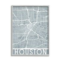 Stupell Industries Houston Texas Street schiță Southern Transportation Grid Albastru, 30, Design de Daphne Polselli