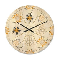 Designart 'Floral Retro Pattern VIII' ceas de perete Modern din lemn de la mijlocul secolului